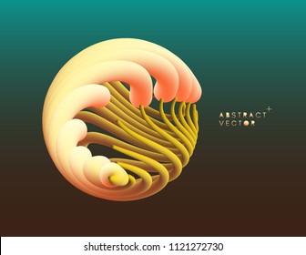 Sphere. 3D Abstract wavy illustration with dynamic effect.