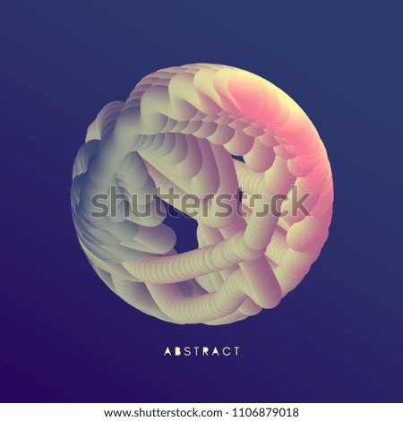 Sphere. 3D Abstract wavy illustration with dynamic effect.