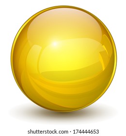 Sphere 3D, glossy gold, yellow vector ball