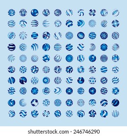 Sphere 3D Icons Set - Isolated On Blue Background - Vector Illustration, Graphic Design Editable For Your Design