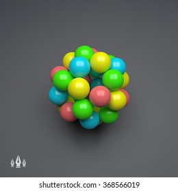Sphere. 3d Vector Template. Abstract Illustration. 3d Abstract Spheres Composition. Futuristic Technology Style. Idea Concept. Vector illustration for Science, Technology, Web Design and Network.