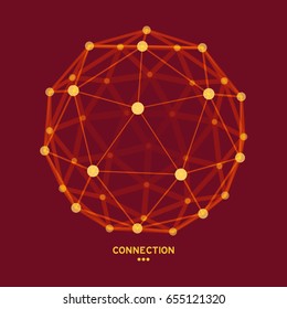 Sphere. 3d vector wireframe object. Illustration with connected lines and dots. Abstract grid design. Connection structure. Technology style. 