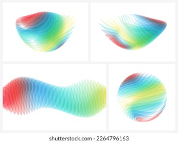 Esfera. Resumen de la onda digital con efecto dinámico. 3d ilustración vectorial hecha de varios elementos superpuestos. Aplicable a banners, carteles, afiches o volantes.