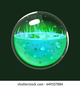 Sphere of acid. Game icon of magic orb. Interface for rpg or match3 game. Big variant. Vector illustration
