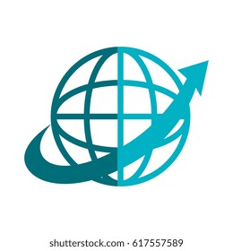 sphere with arrow around isolated icon