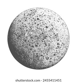 Luna, tierra, planeta aislado sobre fondo blanco. Abstractas textura de sello negro forma redonda. Elementos de diseño con textura de círculo granulado. Ilustración vectorial. EPS 10.