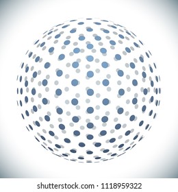 Sphere of Blue Circles Design-Element einzeln auf weißem Hintergrund. Vektorgrafik.
