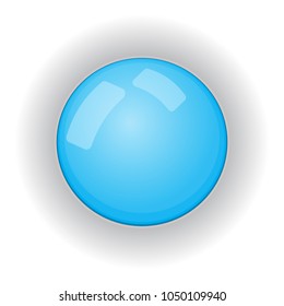 A sphere of blue color with a shadow on a white background. Flat design, vector.