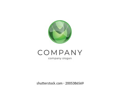 sphere blue letter m 3d vector icon logo template