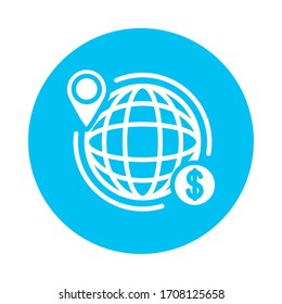 sphere browser with coin block style vector illustration design