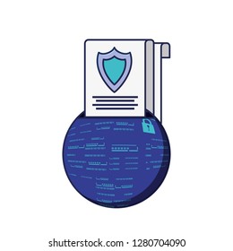 sphere browser and document with shield