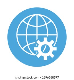 sphere browser with gear block style icon vector illustration design