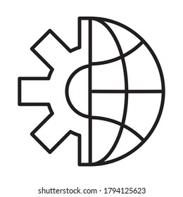 sphere browser with gear settings machine line style icon vector illustration design