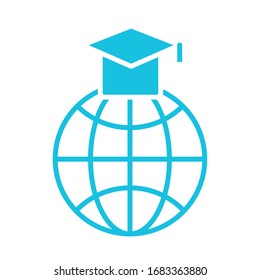 sphere browser with hat graduation silhouette style icon vector illustration design