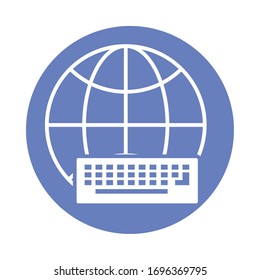 sphere browser with keyboard block style icon vector illustration design