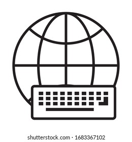 sphere browser with keyboard line style icon vector illustration design