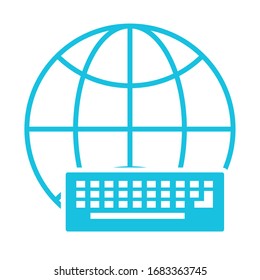 sphere browser with keyboard silhouette style icon vector illustration design