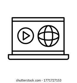 sphere browser with laptop line style icon vector illustration design