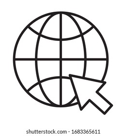 sphere browser with mouse pointer line style icon vector illustration design