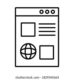sphere browser with template webpage line style icon vector illustration design