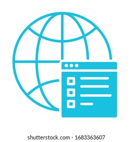 sphere browser with web template silhouette style icon vector illustration design