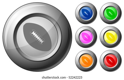 Sphere button football set on a white background. Vector illustration.