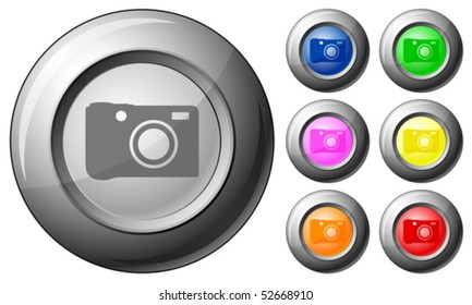 Sphere button photography set on a white background. Vector illustration.