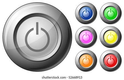 Sphere button power set on a white background. Vector illustration.