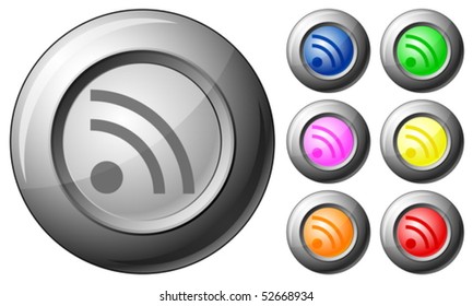 Sphere button RSS set on a white background. Vector illustration.