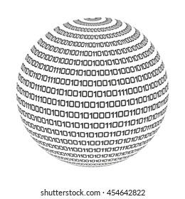 sphere circle binary code icon vector isolated graphic