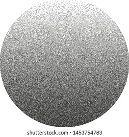 A sphere, a circle filled with very small dots, points. The effect of stippling to create textured backgrounds. Vector illustration