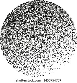 A sphere, a circle filled with very small dots, points. The effect of stippling to create textured backgrounds. Vector illustration