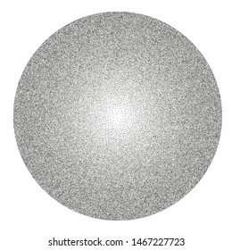 A sphere, a circle filled with very small dots, points. The effect of stippling to create textured backgrounds. Vector illustration