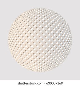 sphere with circular holes grid in ivory shades