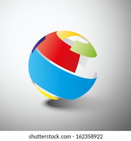 Sphere of colorful ribbons, Simple design, Vector