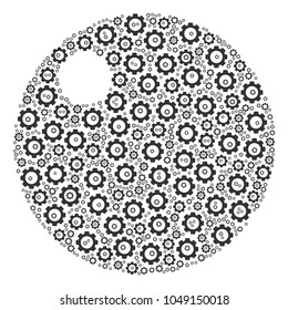 Sphere composition of gears. Vector cogwheel pictograms are combined into sphere mosaic.