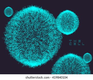 Sphere with Connected Lines. Bacteria with fur in vector format