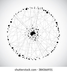 Sphere with connected lines and dots. 