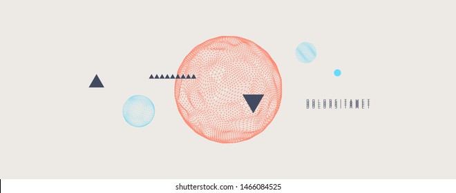 Sphere with connected lines and dots. Global digital connections. Abstract 3d grid design. Technology style. Vector composition for cover, poster, flyer or banner.