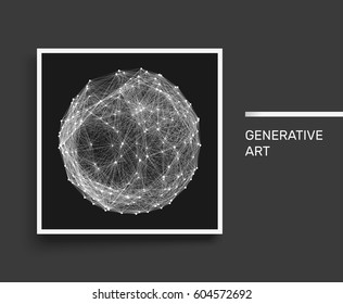 Sphere with Connected Lines and Dots. Global Digital Connections. Textbook, booklet or notebook mockup. Business brochure. Cover design template. Vector Illustration. 