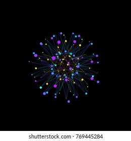 Sphere with connected lines and dots. Global digital connections. Wireframe illustration. Abstract 3d grid design. Technology style.