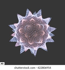 Sphere with Connected Lines and Dots. Glowing Grid. Connection Structure. Wireframe Vector Illustration.