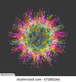 Esfera con líneas y puntos conectados. Cuadrícula brillante. Estructura de conexión. Ilustración vectorial de malla alambrada.