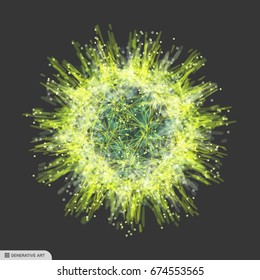 Esfera con líneas y puntos conectados. Cuadrícula brillante. Estructura de conexión. Ilustración vectorial de malla alambrada.