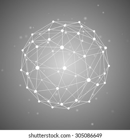 Sphere with connected lines and dots. Vector Illustration EPS10