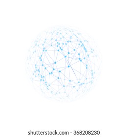  Sphere with connected lines and dots. Wireframe mesh polygonal element. Vector illustration