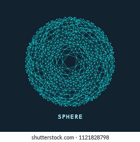 Sphere mit verbundenen Linien. Globale digitale Verbindungen. Wireframe-Illustration. Abstraktes 3D-Gitterdesign. Technologie-Stil.