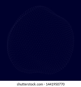 Sphere consisting of many small particles on a dark blue background. Vector illustration