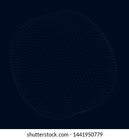 Sphere consisting of many small particles on a dark blue background. Vector illustration