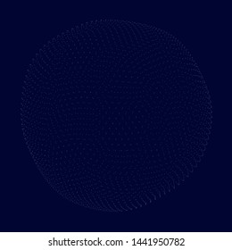Sphere consisting of many small particles on a dark blue background. Vector illustration